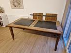 Rustieke tafel van hout/blauwe steen, 50 tot 100 cm, Overige materialen, 150 tot 200 cm, Rechthoekig