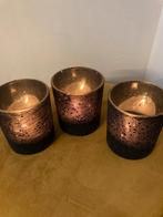 Lot de 3 photophores en verre - motif étoile, Moins de 25 cm, Comme neuf, Enlèvement, Autres matériaux