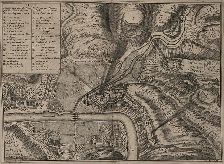 HUY Ingenome door de Troepen der Staten Generael den 25Aug.., Antiek en Kunst, Kunst | Etsen en Gravures, Ophalen of Verzenden