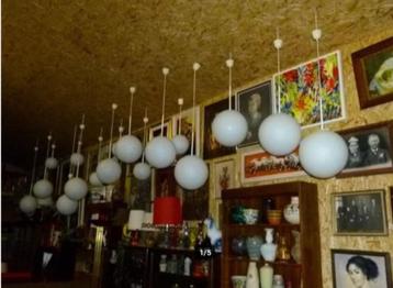 vintage Peill & Putzler opaal hanglamp 70er, Vintage, Comme neuf, Enlèvement, Métal
