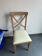 Set van 5 houten eetkamerstoelen met kruisrug – massief hout, Huis en Inrichting, Stoelen, Ophalen, Zo goed als nieuw, Hout