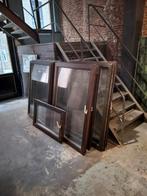 Ramen dubbelglas donker hout, Ophalen, Gevelraam of Ruit, Gebruikt, Dubbelglas