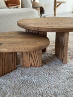 Massief eiken salontafel 2 delig, Ophalen, Zo goed als nieuw