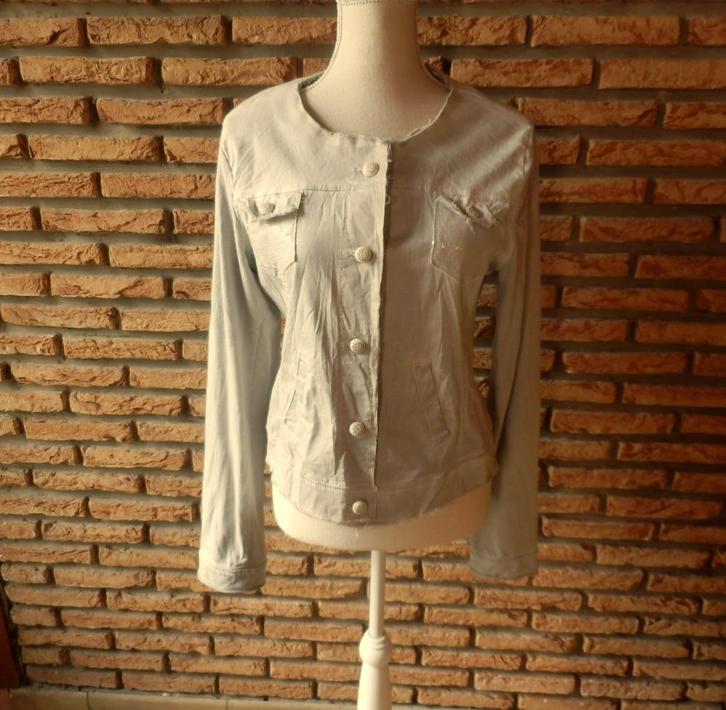 (63)- veste femme t.40 grise - eros -, Kleding | Dames, Jassen | Zomer, Zo goed als nieuw, Maat 38/40 (M), Grijs, Ophalen of Verzenden