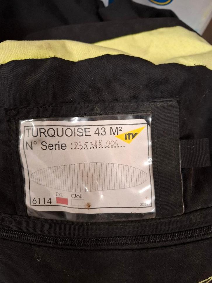 Duo Parapente ITV Turqoise 43m² + accessoires, Sport en Fitness, Zweefvliegen en Paragliding, Gebruikt, Scherm, Ophalen of Verzenden