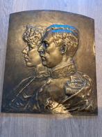 Bronzen gedenkplaat Albert I & Elisabeth in Beieren, Antiquités & Art, Antiquités | Bronze & Cuivre, Enlèvement, Bronze