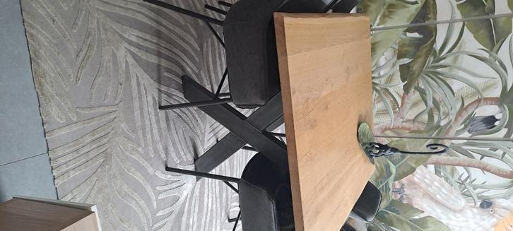 4 persoonseetkamertafel met stoelen en identieke salontafel, Huis en Inrichting, Tafels | Salontafels, Zo goed als nieuw, 75 cm of meer