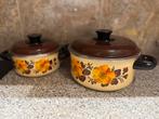 Vintage kookpotten – bloemenmotief – set van 2, Antiek en Kunst, Ophalen of Verzenden