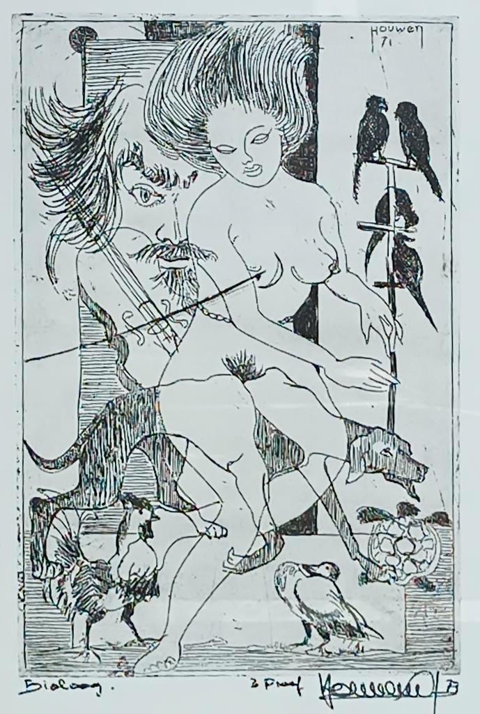 Joris Houwen (1925-1998): Bioloog 3de proef, Antiquités & Art, Art | Eaux-fortes & Gravures, Enlèvement ou Envoi