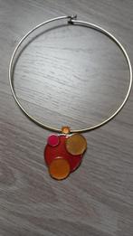 Collier argenté avec pendentif couleur rose et orange Dolce, Handtassen en Accessoires, Kettingen, Met hanger, Oranje, Ophalen of Verzenden