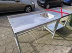 Roestvrijstalen werktafel met spoelbak, Inox Meubilair, Gebruikt, Ophalen