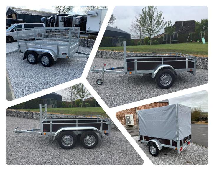 Remorque simple-double essieu(x) - bois/alu !DE STOCK!, Auto diversen, Aanhangers en Bagagewagens, Ophalen