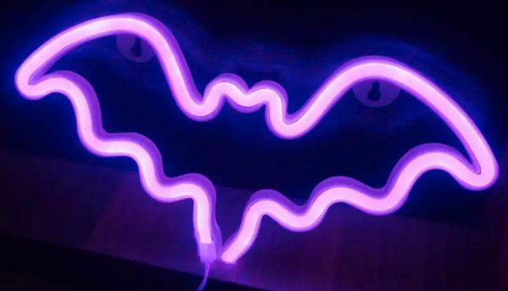 Neon lamp LED vleermuis bat - mancave retro vintage, Verzamelen, Merken en Reclamevoorwerpen, Zo goed als nieuw, Reclamebord, Ophalen of Verzenden