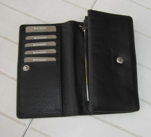 Lederen portemonnee (tas) merk Cloverfield, Handtassen en Accessoires, Portemonnees, Nieuw, Zwart, Leder, Met knipsluiting, Ophalen