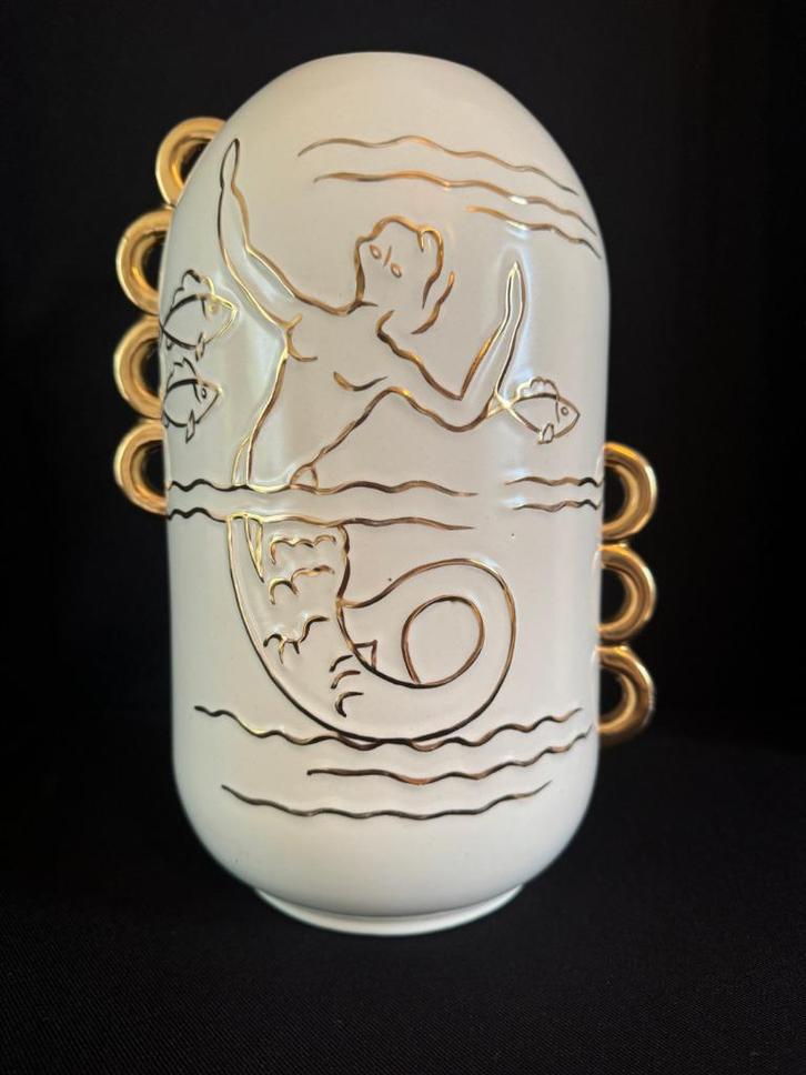 Boch Frères – Raymond Chevalier – 1437 – vaas met meermin, Antiek en Kunst, Antiek | Keramiek en Aardewerk, Ophalen of Verzenden