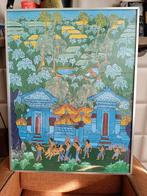 Vintage bali painting ubud folk art tropical signe