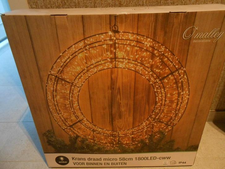 Nouvelle couronne de Noël avec éclairage LED blanc chaud, Divers, Noël, Neuf, Enlèvement ou Envoi