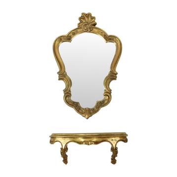 Kleine Barok Stijl Kuifspiegel Met Console Resine Frankrijk beschikbaar voor biedingen