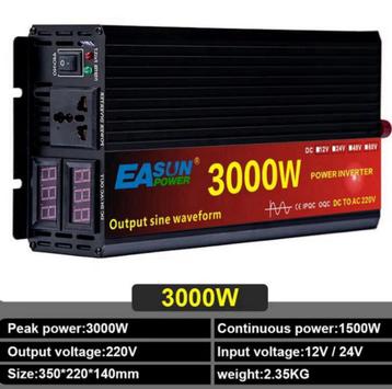 EU omvormer 3000w (piek) van 12v naar 220v, Enlèvement ou Envoi, Neuf