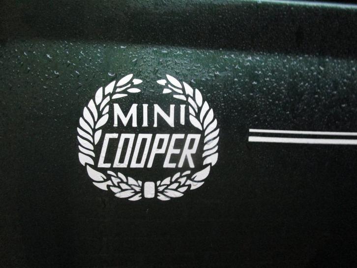 "Mini Cooper" laurel, sticker zijkant WIT Klassieke Mini, Auto-onderdelen, Carrosserie, Mini, Oldtimer onderdelen, Rover, Universele onderdelen