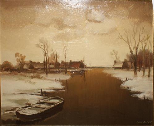 Louis De Saeger (1908-1988): Winters Leiezicht (O/D,77x67cm), Antiquités & Art, Art | Peinture | Classique, Enlèvement ou Envoi