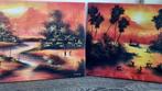 2 schilderijen uit Thailand, Ophalen, 50 tot 75 cm, Zo goed als nieuw, Schilderij