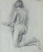 FRITS VAN KOLCK / RUGGELINGS NAAKT / ORIGINEEL / 63x53cm KAD, Antiek en Kunst, Ophalen of Verzenden