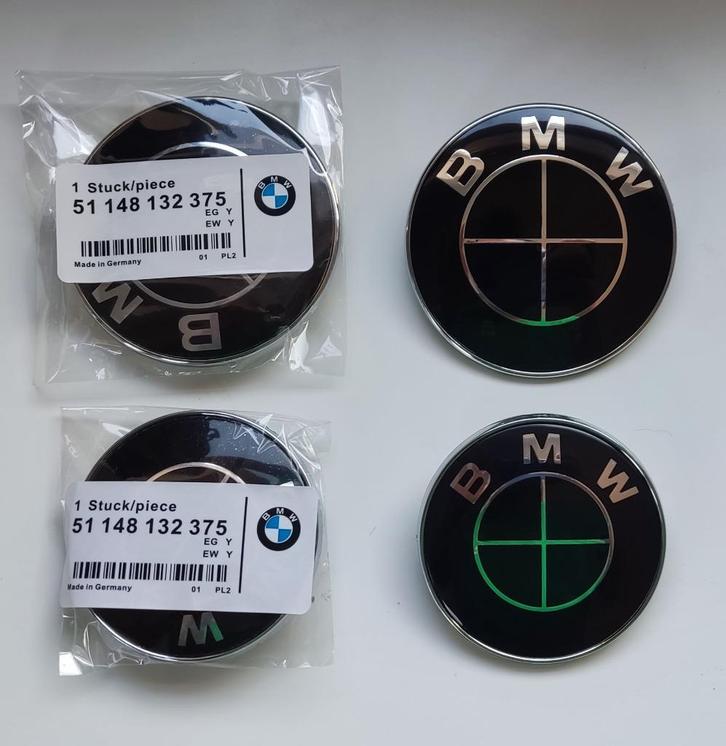 Set van 2 volledig zwarte BMW-logo's — 82 mm motorkap en 73, Auto diversen, Overige Auto diversen, Ophalen of Verzenden