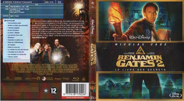 benjamin gates 2  le livre des secrets (blu-ray) neuf, Cd's en Dvd's, Blu-ray, Zo goed als nieuw, Avontuur, Ophalen of Verzenden