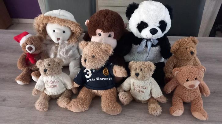 9 mooie knuffelberen 5 met merknaam (zie omschrijving), Verzamelen, Beren en Cherished Teddies, Zo goed als nieuw, Ophalen