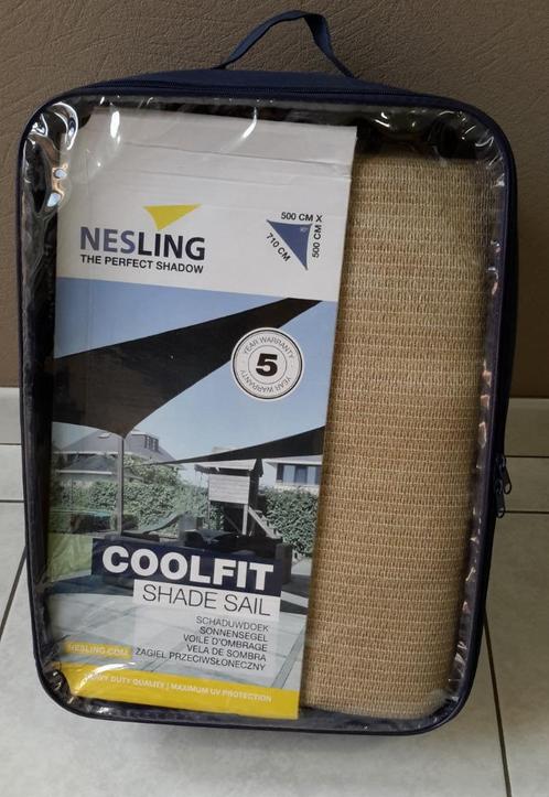 Nesling schaduwdoek driehoek 5 x5 x 7,10m ( NIEUW ), Tuin en Terras, Schaduwdoeken, Nieuw, Ophalen of Verzenden