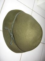 Dameshoed van kaki vilt met ingeweven koord,, Ophalen of Verzenden, Zo goed als nieuw, 55 cm (S, 6⅞ inch) of minder, Hoed