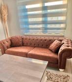 Bruine zetel sofa driepersoons cognac, 100 tot 125 cm, Stof, Ophalen of Verzenden, Zo goed als nieuw