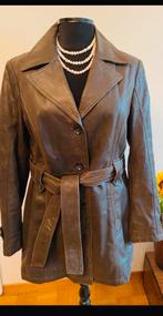 Bruine leren trenchcoat, Donna D, maat 42, nieuw, Antiek en Kunst, Ophalen