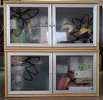 Twee kastjes met designglas deurtjes en aluminium 50€/stuk, Huis en Inrichting, Kasten | Buffetkasten, 50 tot 100 cm, Met deur(en)