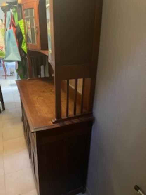 oud buffetkastje, Huis en Inrichting, Kasten | Buffetkasten, Gebruikt, Met lade(s), Met plank(en), Overige houtsoorten, Glas, Ophalen