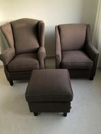 Twee grijze zetels - éénzits  en 1 poef , ook apart te koop, Huis en Inrichting, Ophalen, Gebruikt, 100 tot 125 cm, 75 tot 100 cm