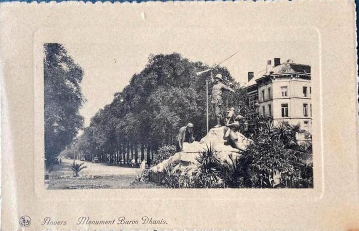 prentkaart verwijderd monument Baron Dhanis, Antwerpen, Verzamelen, Postkaarten | België, Antwerpen, Ophalen of Verzenden