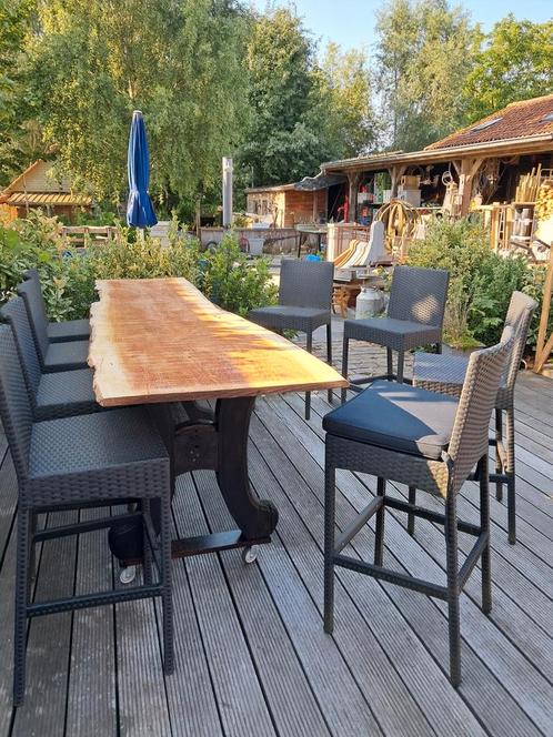 AFRORMOSIA TAFEL EN 8 STOELEN+KUSSENS, Tuin en Terras, Tuintafels, Zo goed als nieuw, Rechthoekig, Hout, Ophalen