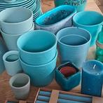 petrol blauw/groene bloempotten en vaasjes, Tuin en Terras, Ophalen