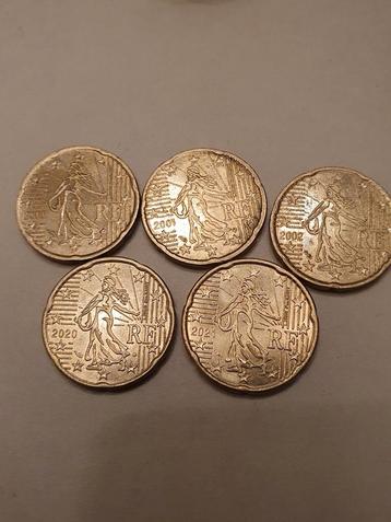 5 munten van 20 cent van Frankrijk zie beschrijving  beschikbaar voor biedingen