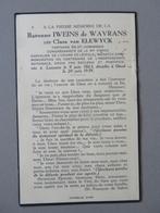 Baronne Iweins de Wavrans Louvain 1863 Gand 1939 eretekens, Verzenden, Bidprentje