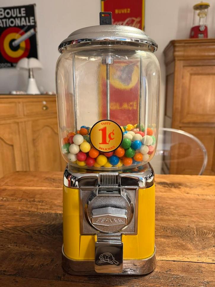 Distributeur chewing-gum beaver jaune, Verzamelen, Automaten | Overige, Zo goed als nieuw, Ophalen of Verzenden