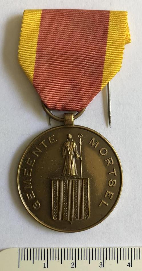 Medaille Gemeente Mortsel Markt 25 jarig Ambtsjubileum, Postzegels en Munten, Penningen en Medailles, Brons, Ophalen of Verzenden