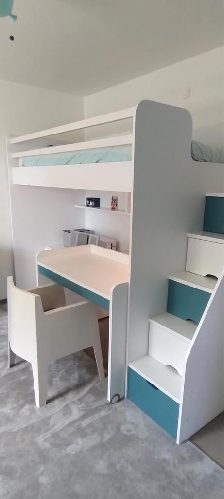 Hoogslaper met bureau en kast, Kinderen en Baby's, Kinderkamer | Stapelbedden en Hoogslapers, Zo goed als nieuw, Hoogslaper, Ophalen