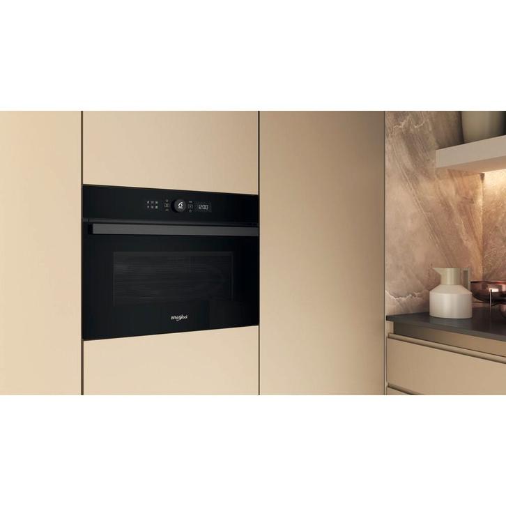 WHIRLPOOL combi micro inbouw zwart WMW47 NEW %, Electroménager, Micro-ondes, Neuf, Encastré, 45 à 60 cm, Croustillant, Gril, Air chaud