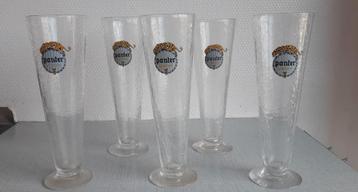 5 x vintage Panter / Urtyp bierglazen Baasrode craquelë beschikbaar voor biedingen
