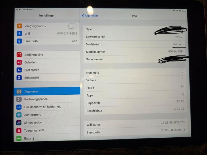 Apple Ipad air, Computers en Software, Apple iPads, Zo goed als nieuw, Apple iPad, Wi-Fi, 32 GB, Grijs, Ophalen
