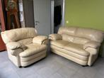 Lederen een + tweezit, Huis en Inrichting, Ophalen, Gebruikt