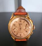 Montre Chronographe Suisse Vintage Montdor – Landeron 54, Ophalen, Gebruikt, Goud, Leer
